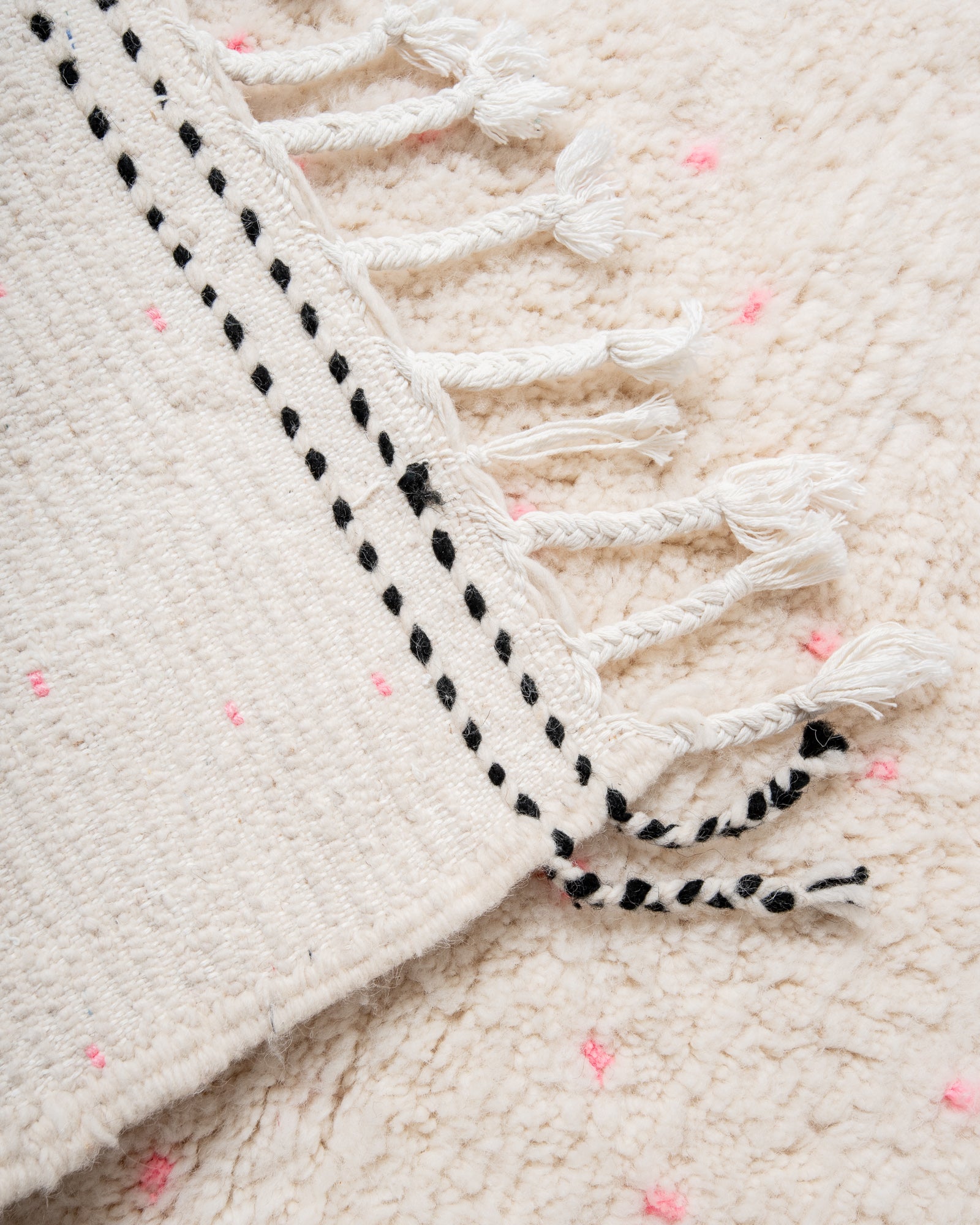 Modern, designer, handcrafted Berber rug from Morocco. Beniourain carpet with beautiful colours and patterns and fluffy wool texture.